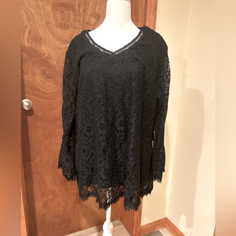 Black textured long sleeve blouse